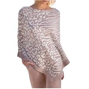 Barefoot Dreams NWT Cozychic Ultra Lite‎ Poncho Ocean Breeze Animal Print Rose